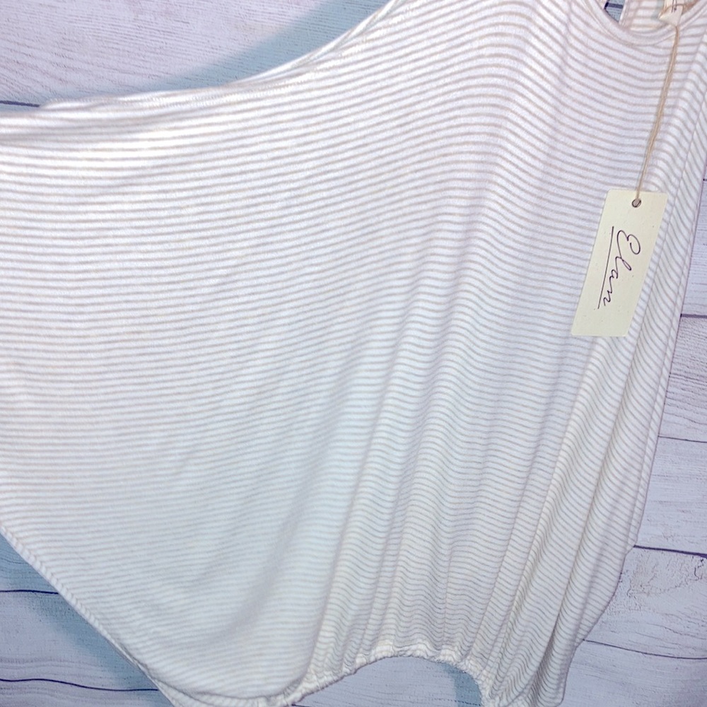 Elan cold shoulder blouse loose striped pretty